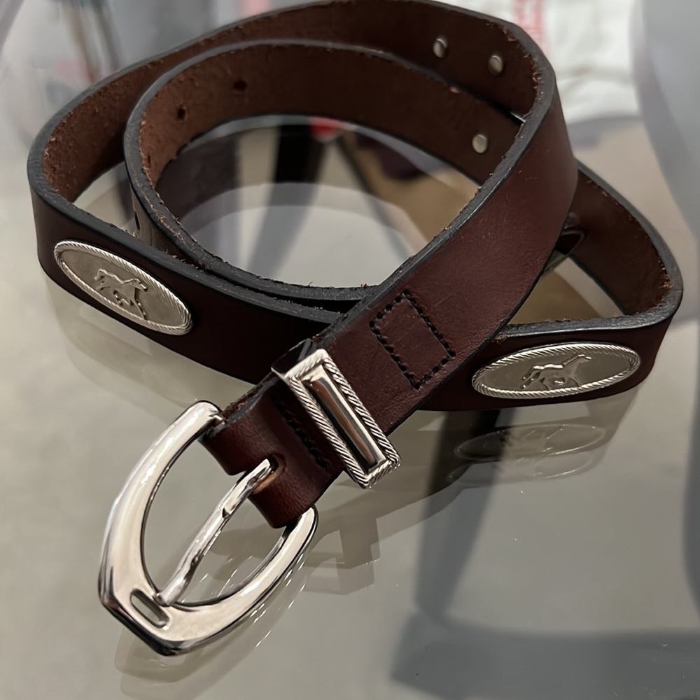 Horse-themed Brown Leather Belt - Size 30